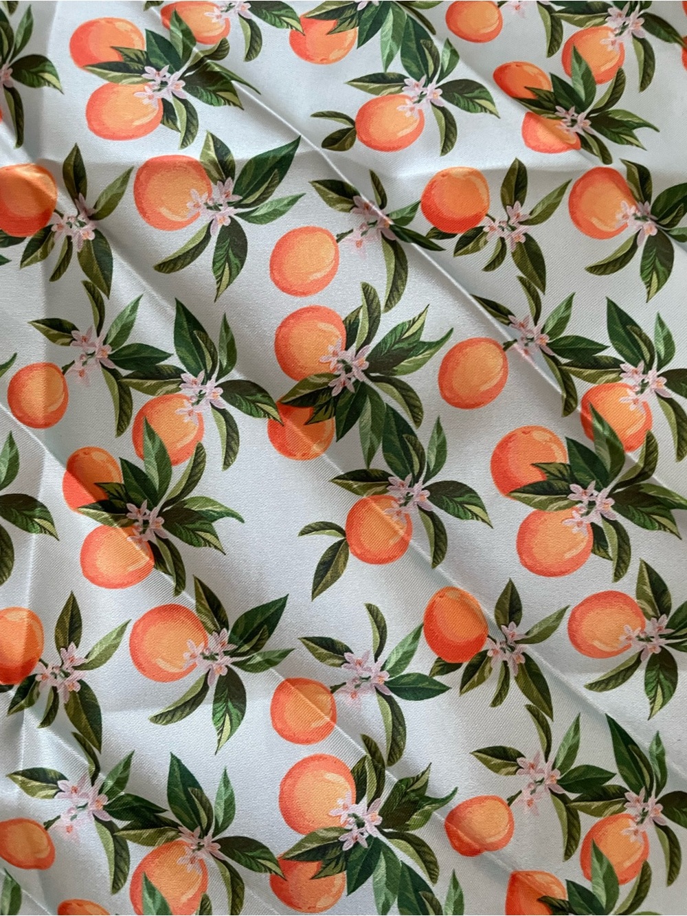 Silky lemon Print Scarf/Scrunchie - Mint Green & Orange